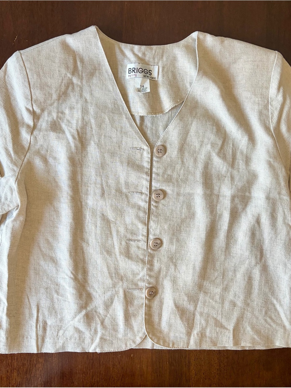 Briggs New York Sand / Light Beige Linen-Blend Button Down Shirt Size 14